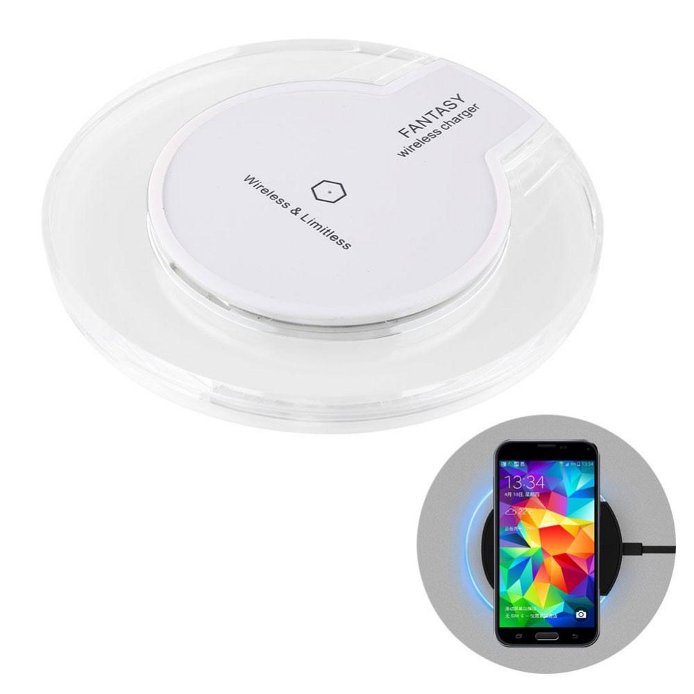 Station de charge sans fil Qi - Chargeur wireless transparent Fantasy pour Smartphone - Verre/- Blanc