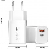 Chargeur secteur 20W USB et USB-C (Power Delivery) PhoneLook - Blanc