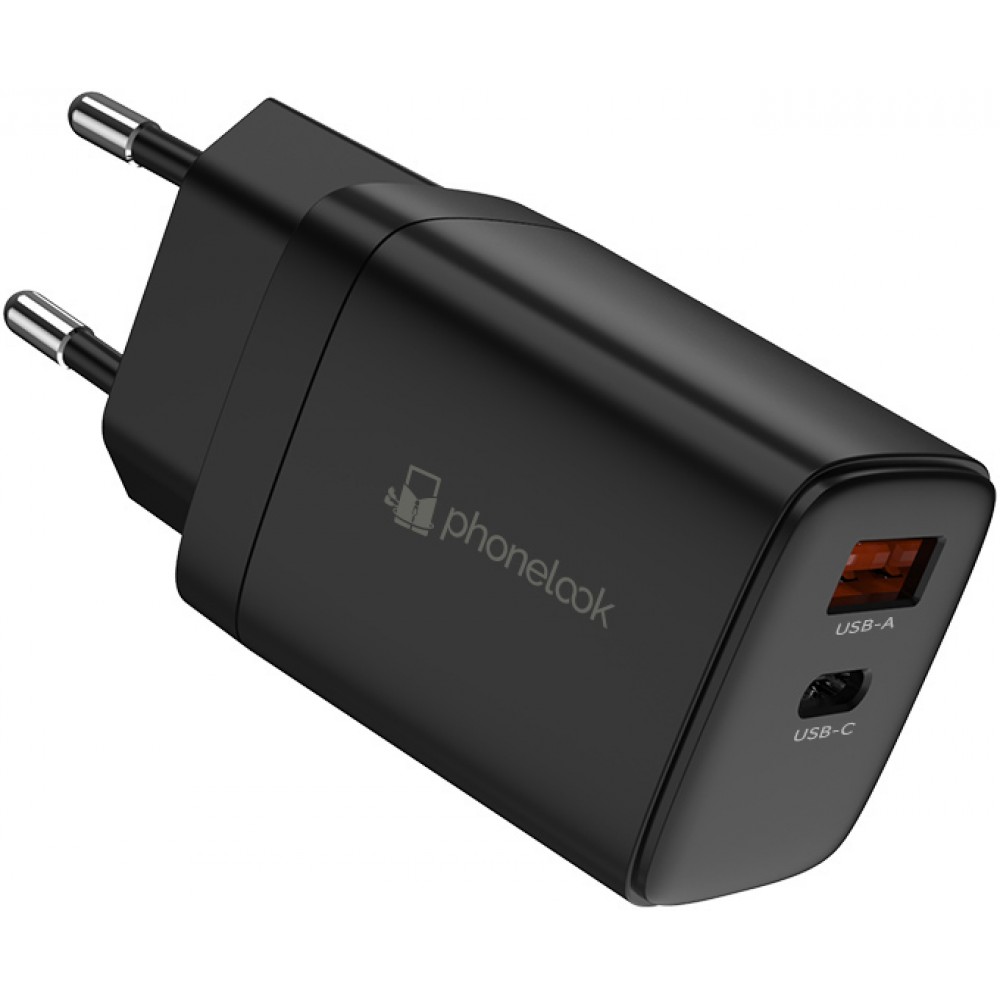 Ladegerät 20W USB und USB-C (Power Delivery) PhoneLook - Schwarz