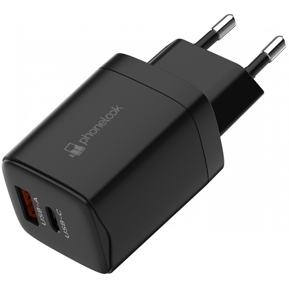 Chargeur secteur 20W USB et USB-C (Power Delivery) PhoneLook - Noir