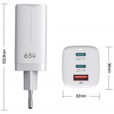 Chargeur secteur GaN 65W 2x USB-C et 1x USB-A (Power Delivery) - PhoneLook - Blanc