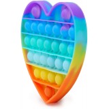 Coeur en silicone éclate-bulles pop anti-stress pour enfant et adulte arc-en-ciel