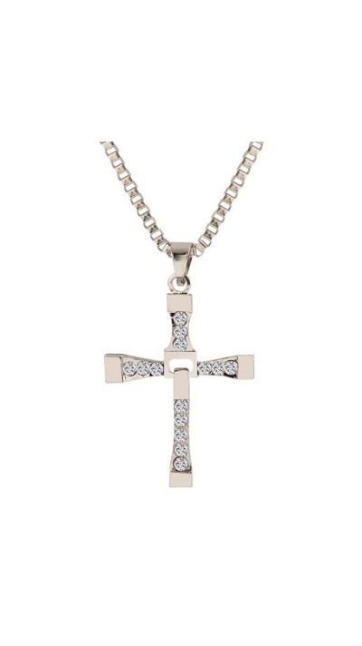 Kreuz-Halskette mit Diamant, Jesus Christus