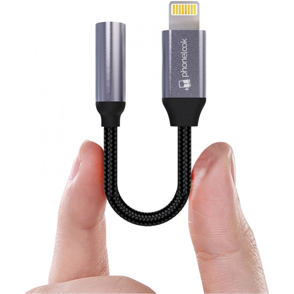 Lightning (iPhone) zu 3.5mm AUX Audio Kopfhörer Anschluss Stecker Nylon und Aluminium - PhoneLook