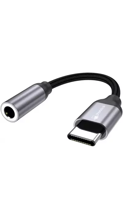 Connecteur USB-C vers 3.5mm AUX audio écouteurs avec prise jack en nylon et aluminium - PhoneLook