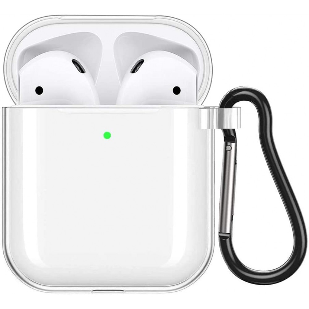 AirPods 1 / 2 Case Hülle - Silikon Gel durchsichtig mit Karabiner - Transparent