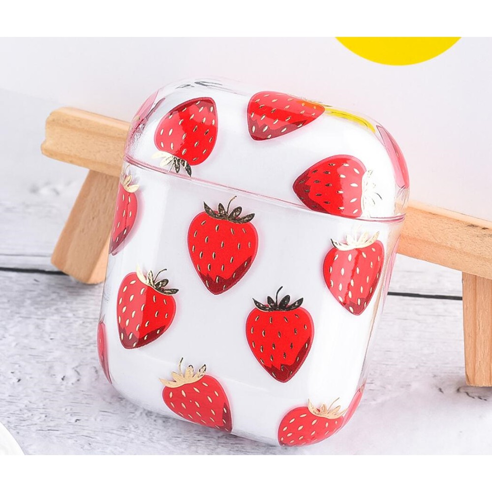 Coque AirPods 1 / 2 - Plastique transparent fraises