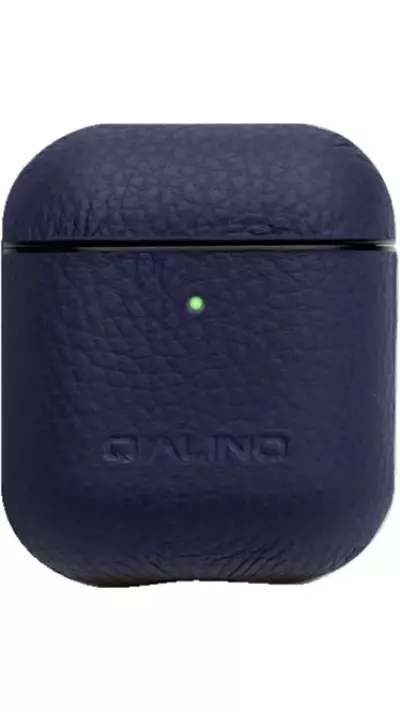 Coque AirPods 1 / 2 - Qialino cuir véritable - Bleu