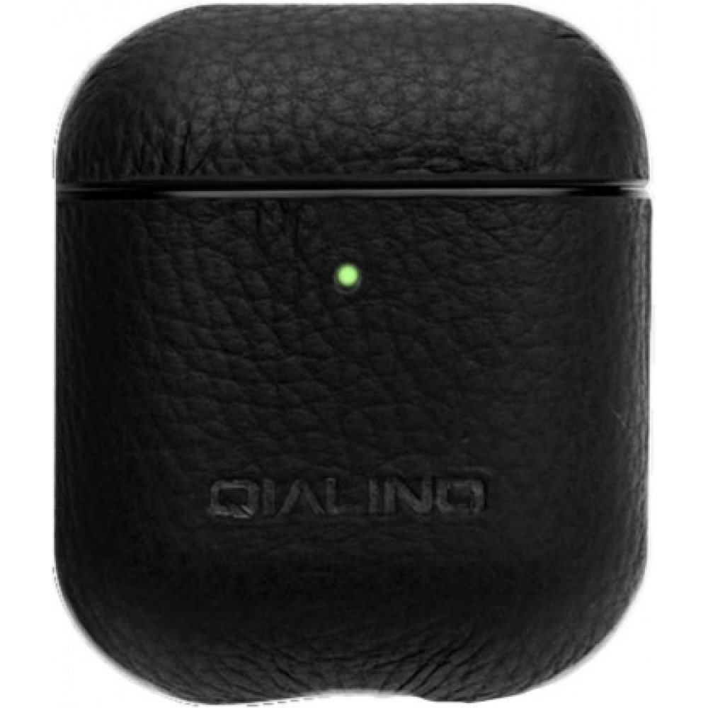 Coque AirPods 1 / 2 - Qialino cuir véritable - Noir