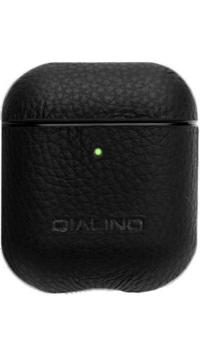 Coque AirPods 1 / 2 - Qialino cuir véritable - Noir