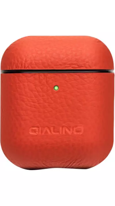 Coque AirPods 1 / 2 - Qialino cuir véritable - Orange