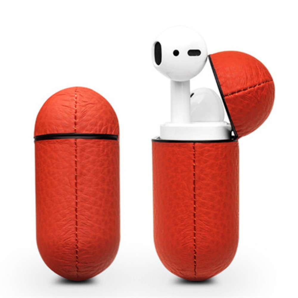 Coque AirPods 1 / 2 - Qialino cuir véritable - Orange