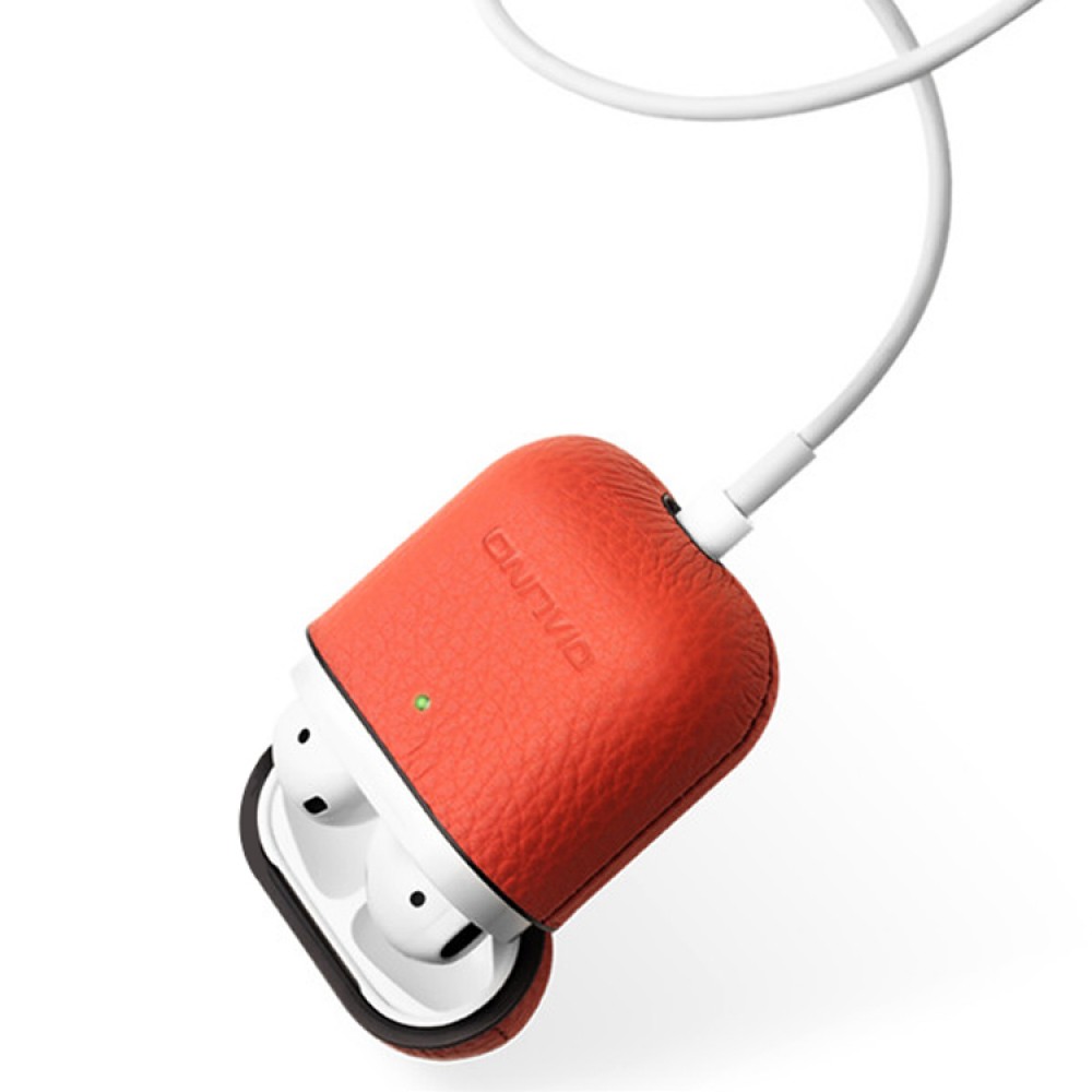 Hülle AirPods 1 / 2 - Qialino Echtleder - Orange