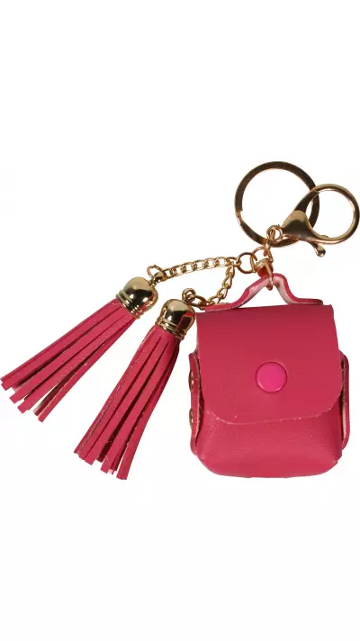 Etui cuir - AirPods 1 / 2 - à Franges, Mini-sac à main avec Porte-clés - Rose foncé