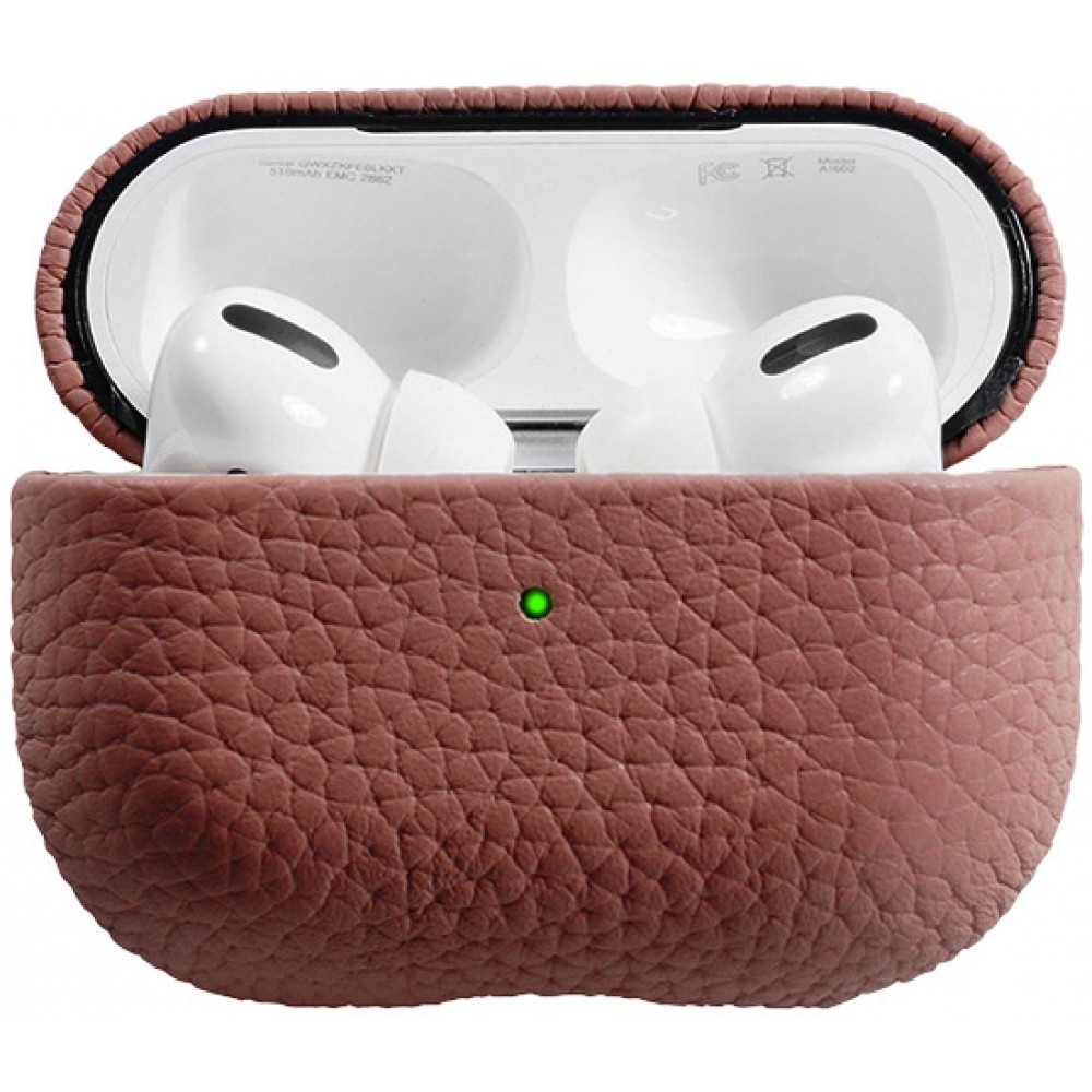Coque AirPods 3 - Coque AirPods Pro - Étui de luxe absorbant les chocs en cuir véritable - Brun