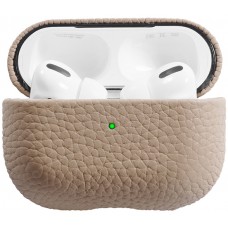 Coque AirPods Pro - Étui de luxe absorbant les chocs en cuir véritable - Beige