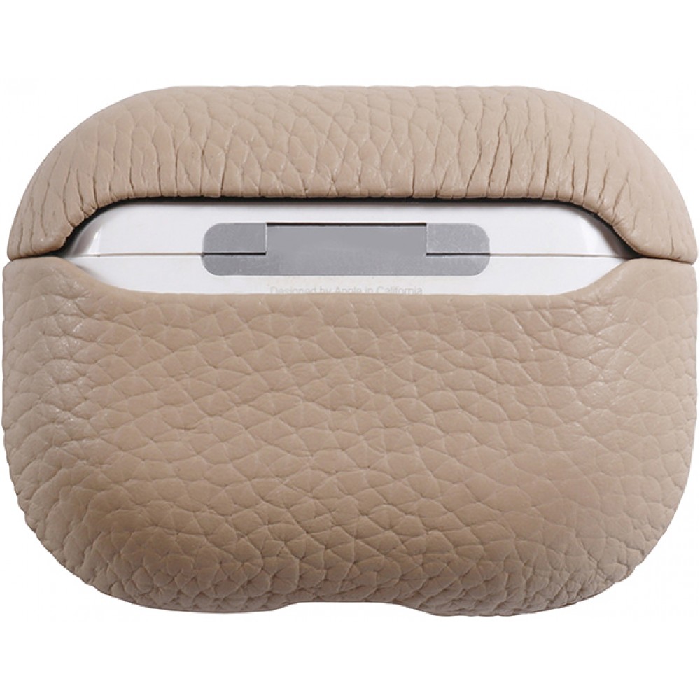 Coque AirPods 3 - Étui de luxe absorbant les chocs en cuir véritable - Beige