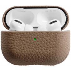 Coque AirPods 3 - Étui de luxe absorbant les chocs en cuir véritable - Beige foncé