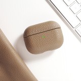 Coque AirPods Pro - Étui de luxe absorbant les chocs en cuir véritable - Beige foncé