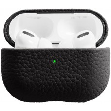 Coque AirPods 3 - Étui de luxe absorbant les chocs en cuir véritable - Noir