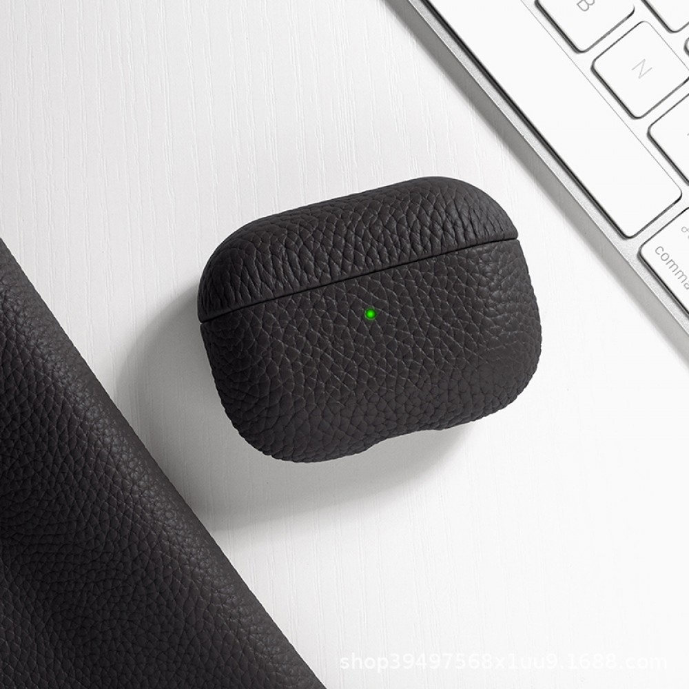 AirPods 3 Case Hülle - Schock absorbierend luxus case Echtleder - Schwarz