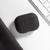 Coque AirPods Pro - Étui de luxe absorbant les chocs en cuir véritable - Noir