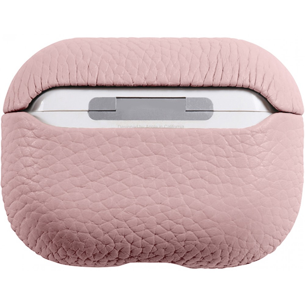 Coque AirPods Pro - Étui de luxe absorbant les chocs en cuir véritable - Rose