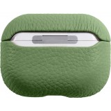 Coque AirPods 3 - Étui de luxe absorbant les chocs en cuir véritable - Vert foncé
