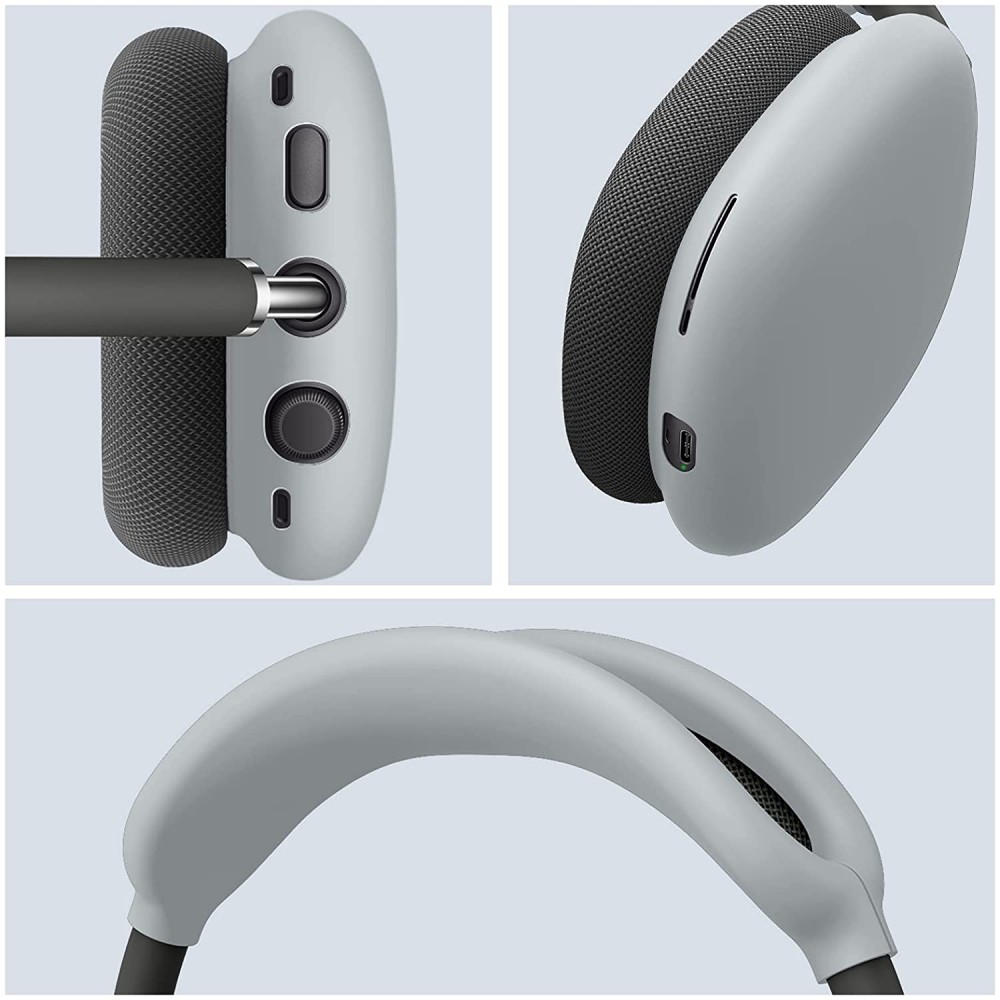 AirPods Max Case Hülle - Flexibles weiches Silikon mit Stirnband - Grau