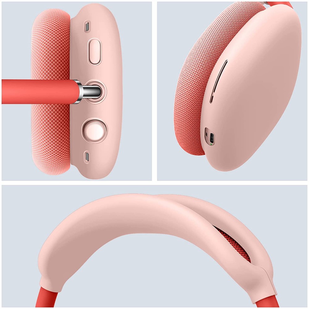 AirPods Max Case Hülle - Flexibles weiches Silikon mit Stirnband - Rosa