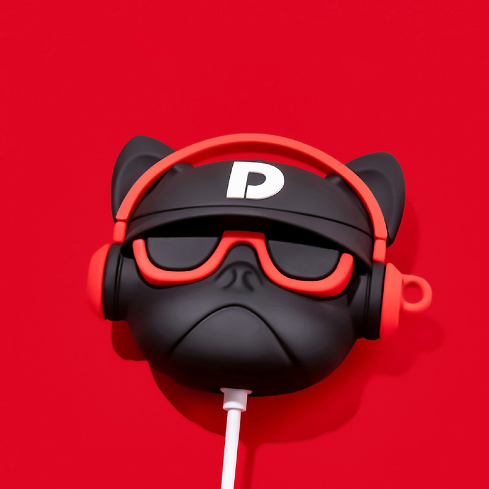 AirPods Pro Case Hülle - Hip-Hop-Bulldoggen-Sonnenbrille Headset - Rot