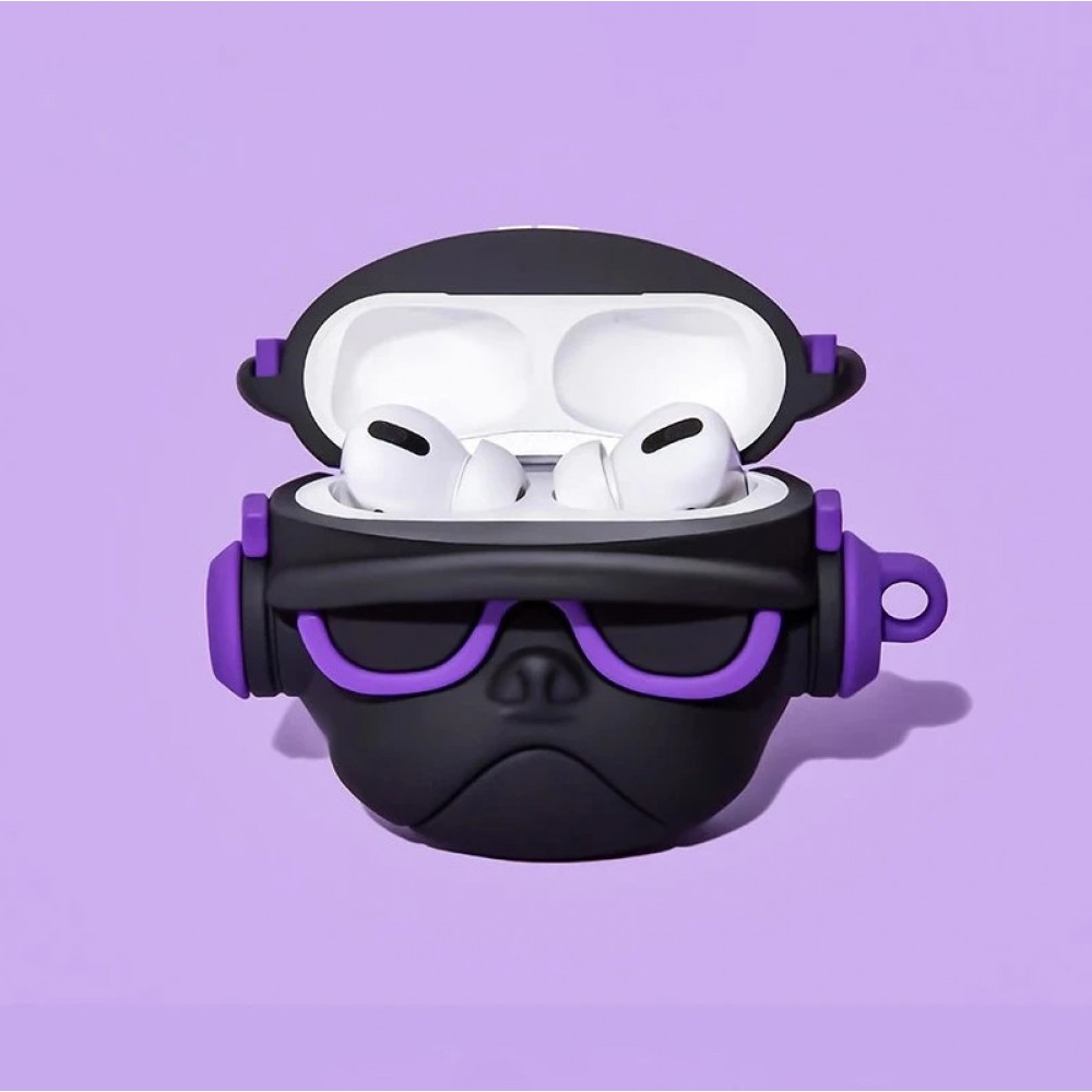 AirPods 1 / 2 Case Hülle - Hip-Hop-Bulldoggen-Sonnenbrille Headset - Violett