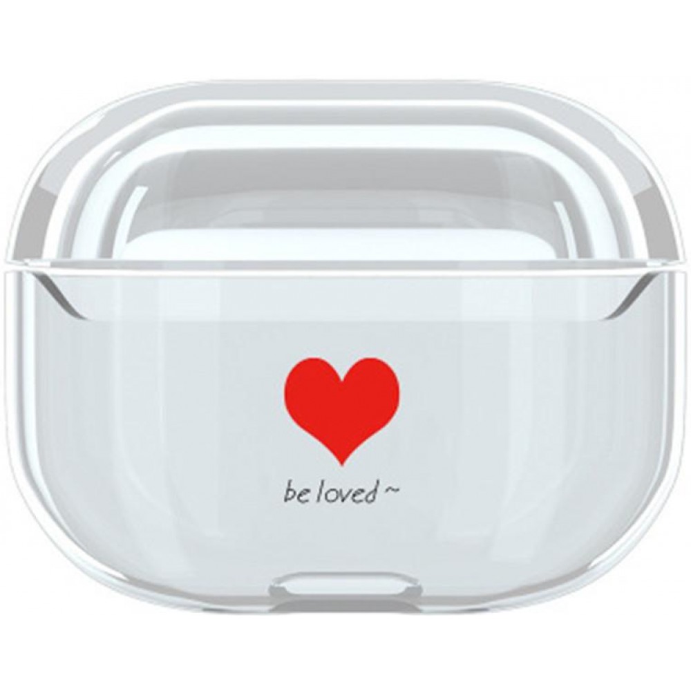 Coque AirPods Pro - Plastique transparent coeur - Rouge