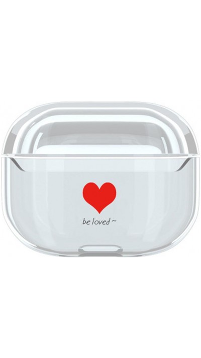 Coque AirPods Pro - Plastique transparent coeur - Rouge