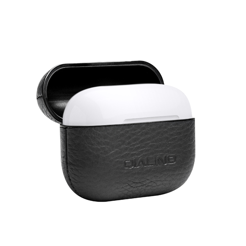 Coque AirPods Pro - Qialino cuir véritable - Noir