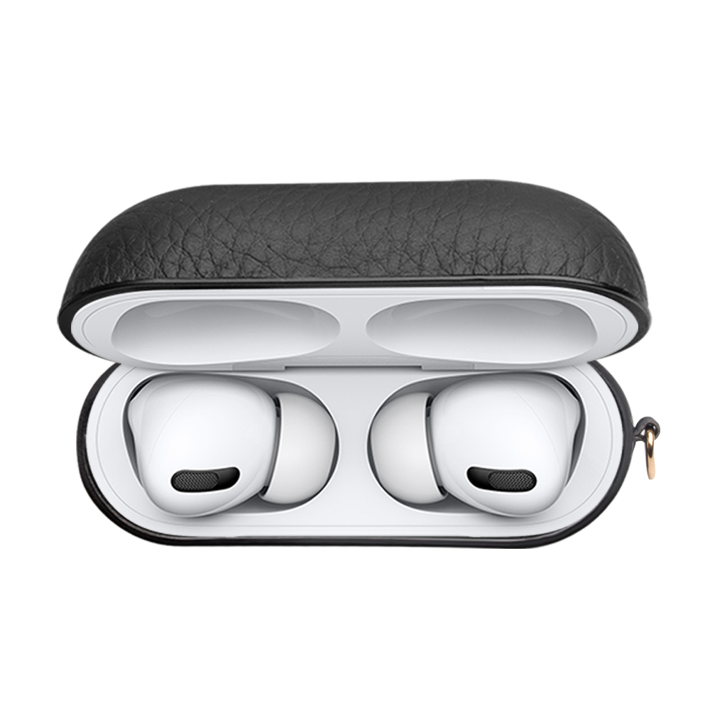 Hülle AirPods Pro - Qialino Echtleder - Schwarz