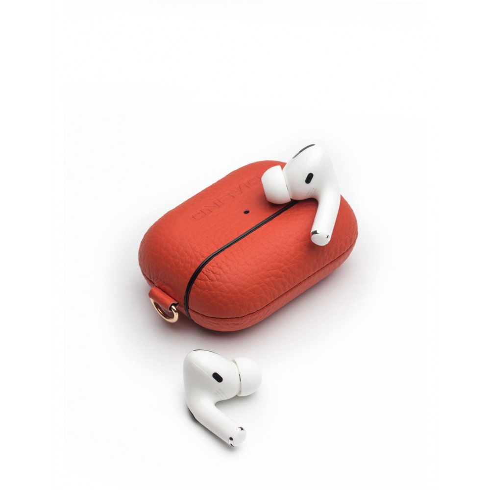 Coque AirPods Pro - Qialino cuir véritable - Orange