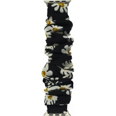 Bracelet tissu chouchous fleurs noir - Apple Watch 38mm / 40mm / 41mm