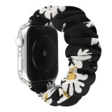 Stoff Ersatz Armband Scrunchie blumen schwarz - Apple Watch 42mm / 44mm / 45mm