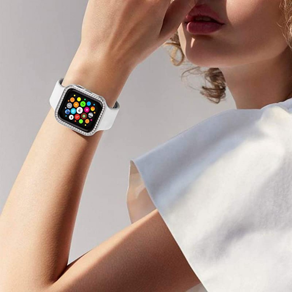 Hülle Apple Watch 42mm - Strass - Silber