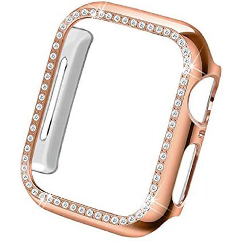 Coque Apple Watch 44mm - Strass or - Rose
