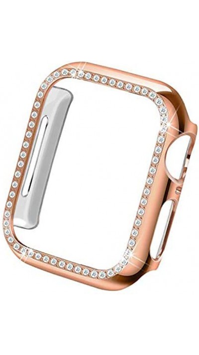 Coque Apple Watch 44mm - Strass or - Rose