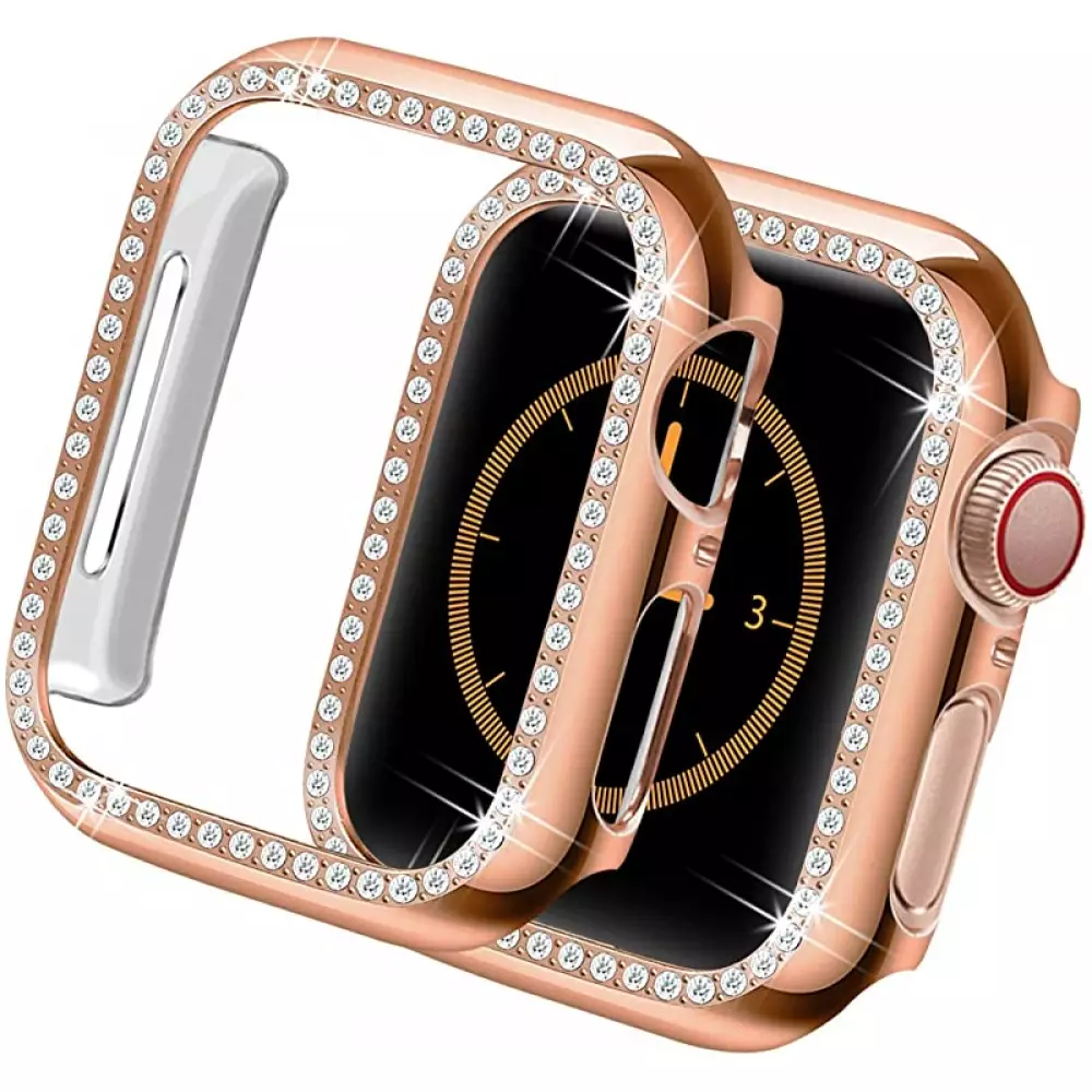 Coque Apple Watch 38mm - Strass or - Rose