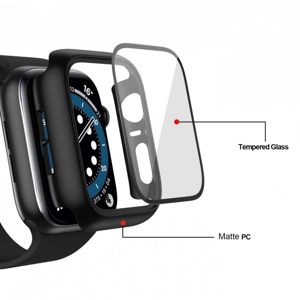 Apple Watch 44mm Case Hülle - Full Protect mit Schutzglas - Transparent opak