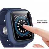 Apple Watch 44mm Case Hülle - Full Protect mit Schutzglas dunkelblau