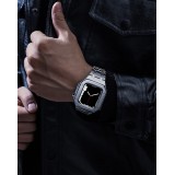 Apple Watch 45 mm Case Hülle - Schutzgehäuse und Armband aus Edelstahl 316L mit Klappschloss - Silber