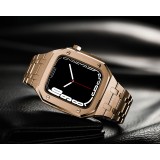 Apple Watch 45 mm Case Hülle - Schutzgehäuse und Armband aus Edelstahl 316L mit Klappschloss - Rosa - Gold