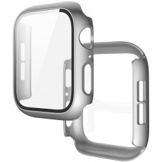 Apple Watch 45 mm Case Hülle - Full Protect mit Schutzglas - Silber