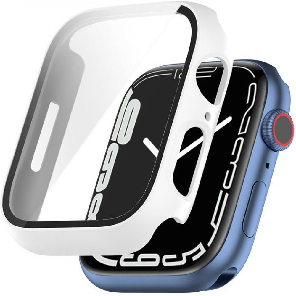Apple Watch 45 mm Case Hülle - Full Protect mit Schutzglas - Weiss