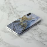 Coque iPhone X / Xs - Geometric Marble blue